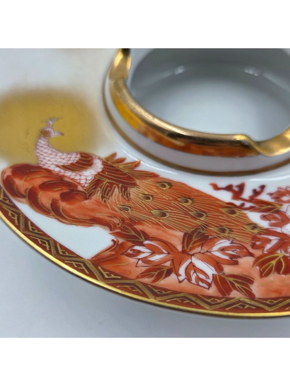 Kutani Peacock & Peony Water Well or Ashtray From the Meiji Period - Picture 7 of 10